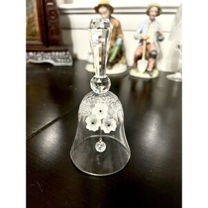 Retired Vintage Swarovski Crystal Dinner Bell w/Frosted Flower EUC